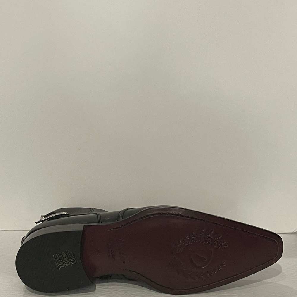 Duca ankle boot charcoal point toe Atalian leather side zipper side buckle - Picture 5 of 5
